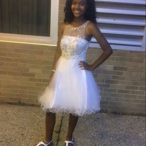 White formal mid length dress